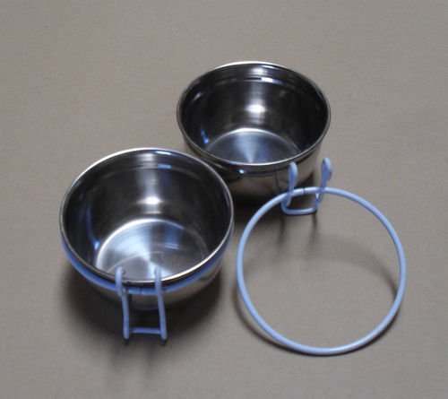 Lot of 2 Bird Parrot Cage Stainless Steel Seed Water Feeder Cups–4 by Mcage