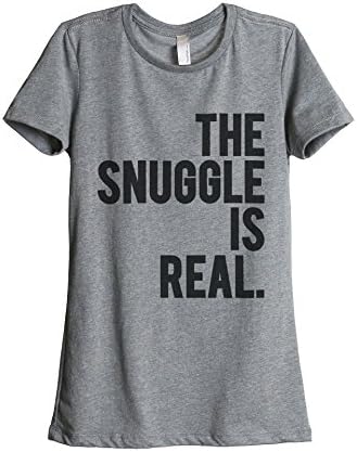 Snuggle Is Real Women's Relaxed T-Shirt Tee Heather Grey Large