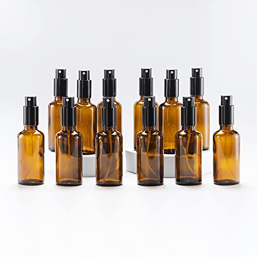 YIZHAO Braun Sprühflasche 50ml, Sprühflasche Klein Glas mit Zerstäuber, für Ätherisches Öle, Kosmetik, Parfüm, Reinigung, Reiseflasche, Apotheker, Set