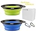 COMSUN 2-Pack Large Size Collapsible Dog Bowl, Food Grade Silicone BPA Free, Foldable Expandable Cup Dish for Pet Cat Food Water Feeding Portable Travel Bowl Blue and Green Free Carabiner