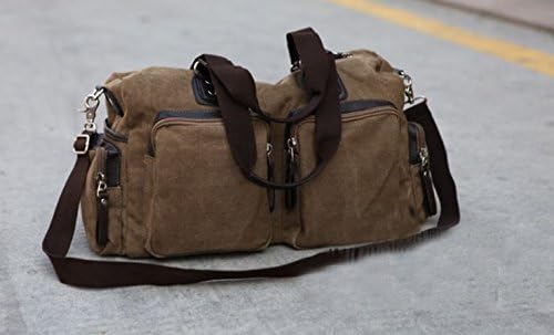 DI GRAZIA Waterproof Outdoor Large Canvas Messenger Travel Handbag, Shoulder Luggage Bag - Khaki