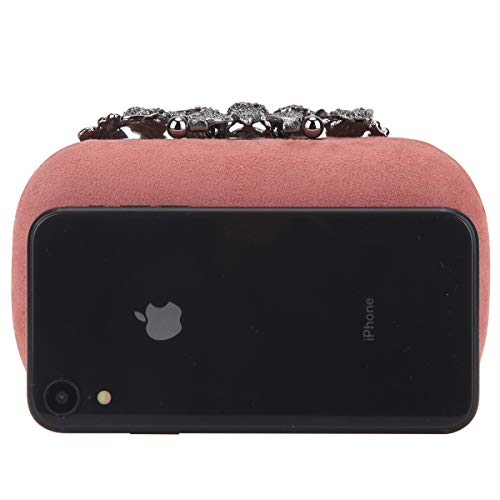 Fawziya Flower Purse With Rhinestones Velvet Clutch Evening Bags-Pink Blush