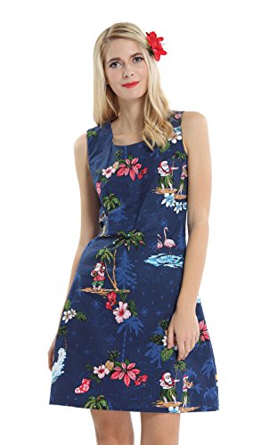 Hawaii Hangover Women's Tank Fit Dress 2XL Christmas Dress Santa Navy