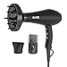 BERTA Professional Hair Dryer 1875W Negative Ions Hair Blow Dryer Far Infrared Heat 2 Speed and 3 Heat Setting AC Motor 3 Accessories (Updated)