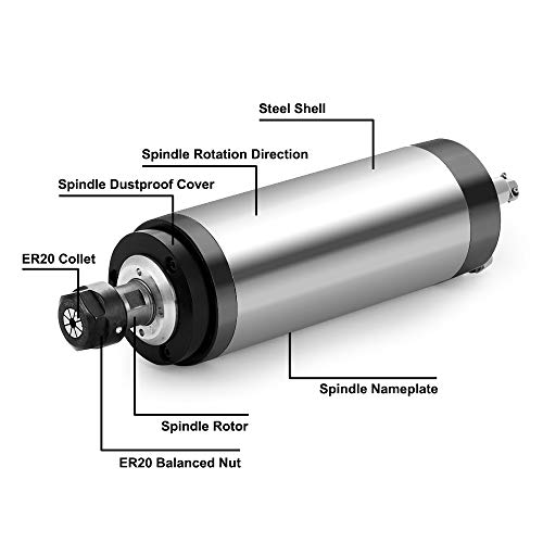Beauty Star Water Cooled CNC Spindle Milling Motor 220V 2.2KW 24000RPM 400hz ER20 Collet for Engraving Machine Water Colling Engraving Milling Spindle 220v AC Spindle 4 Bearing - Thumbnail 5