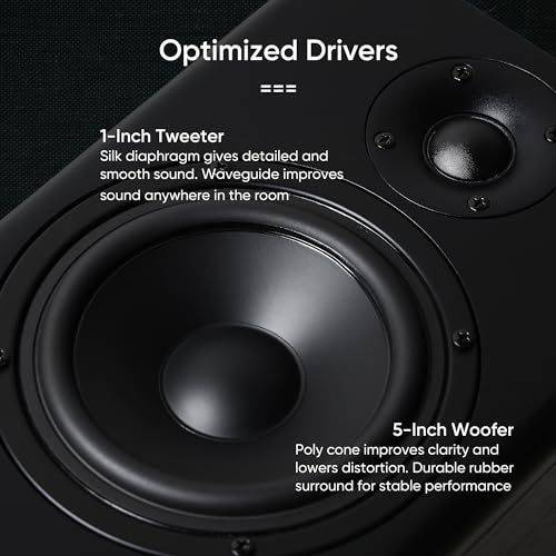 NEUMI BS5PARC 75Watt Powered Bookshelf Speakers, Bluetooth, HDMI, USB