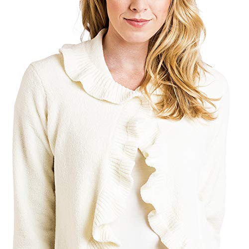 Softies Women's Ruffle Chenille Bed Jacket (Medium, Ivory)