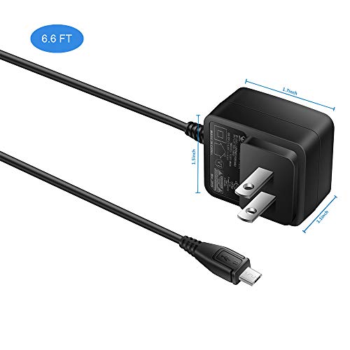 Kindle Fire Charger, (UL Listed) AC Adapter 2A with 6.6 Ft Micro USB