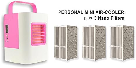 IDI Personal Mini Air-Cooler AC-01 Desktop Portable Air Conditioning USB Electric with 3 Nano Filters (Pink)