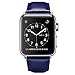 For Apple Watch Band 42mm, OUHENG Retro Vintage Genuine Leather iWatch Strap Replacement for Apple Watch Series 3 Series 2 Series 1 Sport and Edition, Dark Blue
