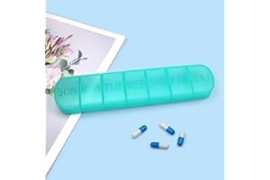 Travel Pill Box, 7-Day Portable Medicine case, Tablet and Vitamin Storage Container Easy Carrying in Bags or Pockets (Green)