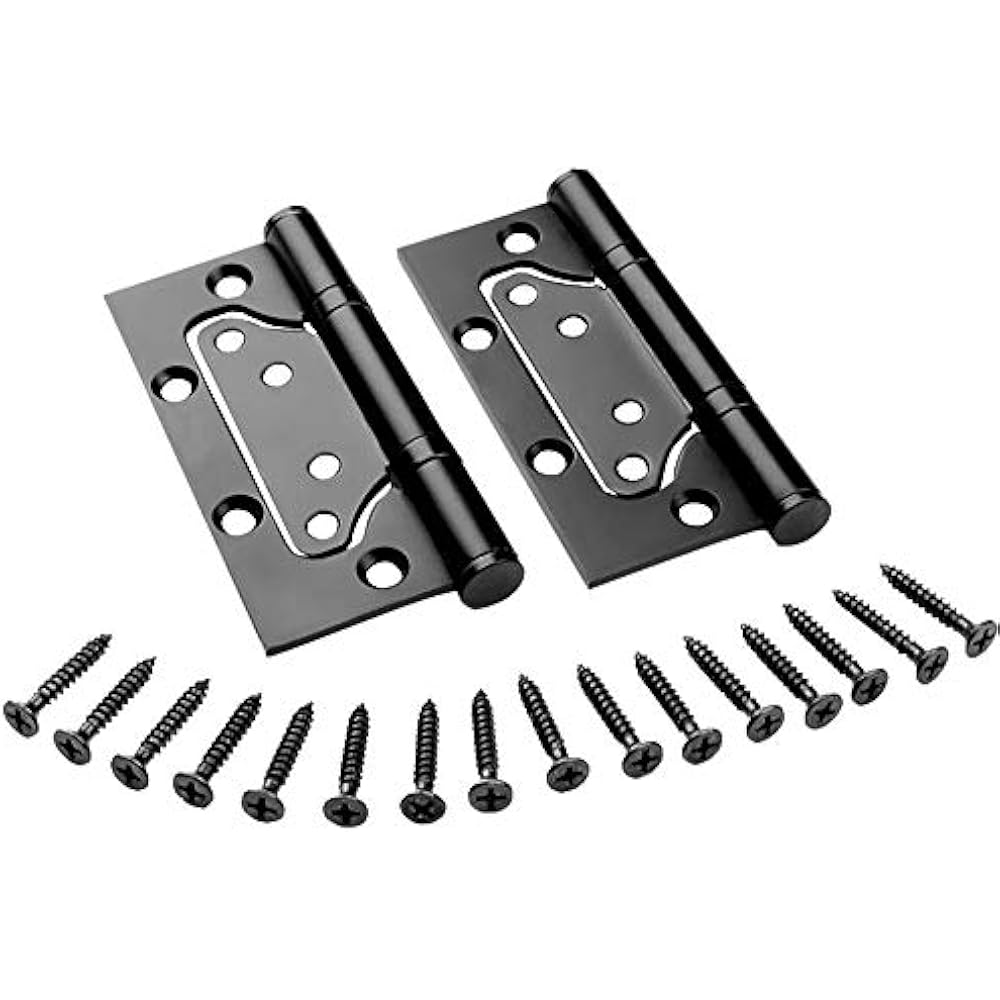 2Pcs Black Stainless Steel Hinges 4 X 4" NonMortise Mute Door For