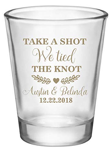 Personalized wedding favor shot glasses, take a shot we tied the knot, customized just for you! - Thumbnail 3