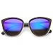 zeroUV High Fashion Metal Outer Frame Color Mirror Lens Oversized Cat Eye Sunglasses 55mm (Tortoise-Gold/Purple Mirror)