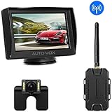 AUTO-VOX M1W Wireless Backup Camera Kit,IP 68 Waterproof LED Super Night Vision License Plate Reverse Rear View Back Up Car Camera,4.3'' TFT LCD Rearview Monitor for Vans,Camping Cars,Trucks,RVs