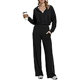 Mudere 2 Piece Sets for Women Fall Travel Outfits Long Sleeve Tracksuit High Waist Wide Leg Pants Zip Sweatsuit Matching Set