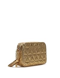 michael kors Ginny acolchado tamaño mediano y piel cámara bolsa crossbody bolsa de pálido oro
