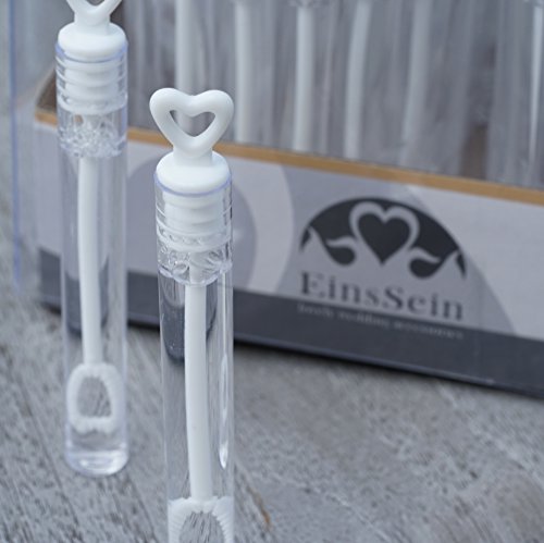 [- 96 Stück Box Seifenblasen Hochzeit gefüllt Wedding Bubbles EinsSein® Herzgläs