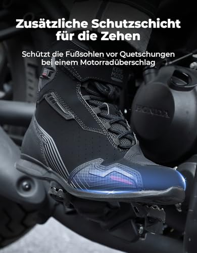 KEMIMOTO Men's Motorcycle Shoes, CE Certified, Motorcycle Shoes, Reinforced Gear Lever Pad Made of TPR Material, Motorcycle Boots Men Breathable and Wear-Resistant, Ankle Protection