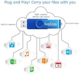 SunData 16GB USB 2.0 Flash Drive 3 Pack Swivel Design Thumb Drive - Black, view 5