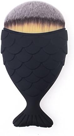 KingYuan Mermaid Shape Makeup Brush Powder Blush Foundation Cosmetic Tools Fish Brush Black