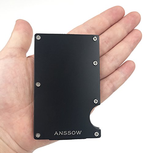 ANSSOW RFID Blocking Card Holder Case Money Clip for Men and Women, Safe and Secure Protection for Travel or Business, Slim Stainless Steel Metal Wallet