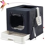 Cat Litter Box, Foldable Front Entry Top Exit Kitty