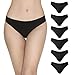 La Volupte 6 Pack Women's Underwear Breathable Cotton Thong Panties (Large, Black)