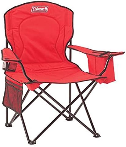 New Camping Oversized Quad Chair with Cooler, Red