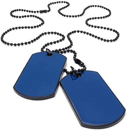 Grenf® Fashion Birthday Gift Alloy Army Style Double Dog Tag Bead Chain Necklace 2pcs Dog Tag Necklace Enamel Pendant for Mens