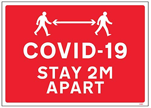 COVID-19 Stay 2M apart - 4mm fluted 600x450mm