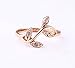 Acefeel 18K Rose Gold Plated Czech Drilling Leaves Vines Womens Fashion Ring Valentine's Day Gift R028