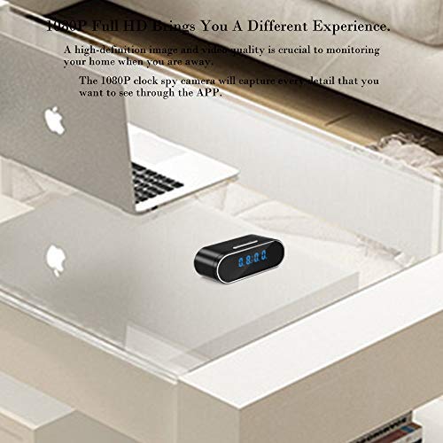 Hidden Camera WiFi Spy Camera, 1080P Clock Hidden Cam with Night Vision, 157° Angle Wireless IP Surveillance Camera for Home Security Monitor, Nanny Cam Video Recorder with Motion Detection