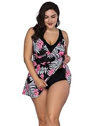 FeelinGirl traje de baño de dos piezas para dama, talla grande, con diseño floral