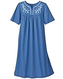 National Embroidered Chambray Dress, Blue, Large