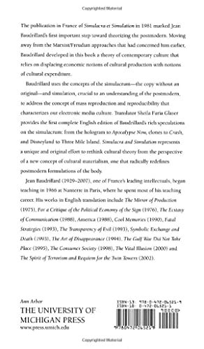 Simulacra and Simulation (The Body, In Theory: Histories Of Cultural Materialism)