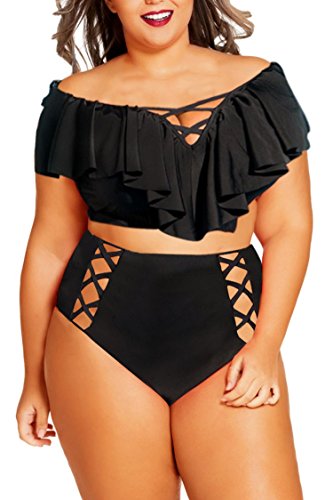 off the shoulder high waisted bikini