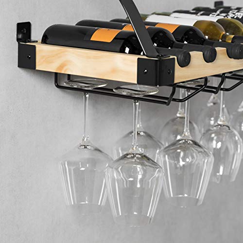 Home Zone Kitchen Wall Mounted Wine Rack with Stemware Organizers