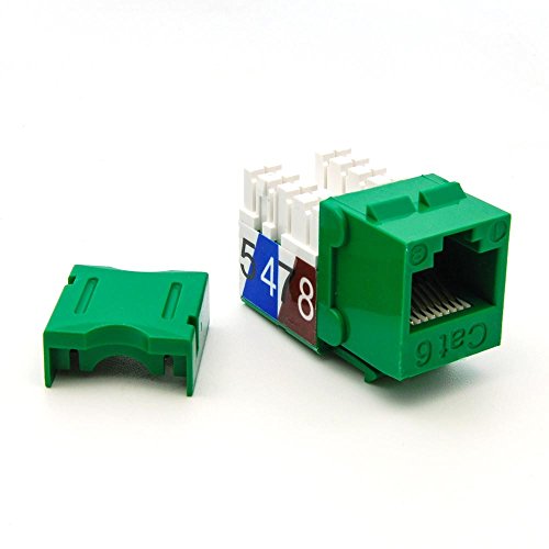 Beszin Cat.6 RJ45 110 Type Keystone Jack (10-Pack, Green)