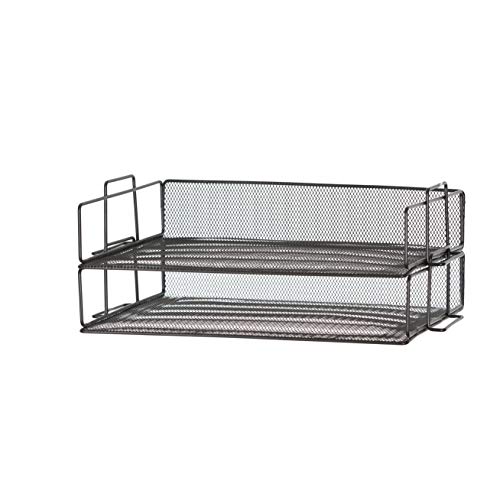 StorageMaid Stackable (2 Tier) Desktop Letter Tray Desk Organizer for School, Home and Office Basic Organization Accessories Sorter for Files, Documents, Letters, and Mail - Steel Mesh Holder