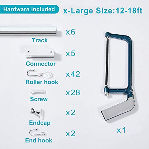 ChadMade Room Divider Ceiling Track Set with Hooks, X-Large Size for Space 12ft - 18ft Wide, Easily Cut to Size