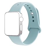 Hailan Band for Apple Watch Series 1 / 2 / 3,New Design (Metal Tuck Clasp Outside) Soft Durable Sport Silicone Replacement Wrist Strap for iWatch,38mm,Turquoise (Note the Wearing Way in 4th Image)
