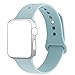 Hailan Band for Apple Watch Series 1 / 2 / 3,New Design (Metal Tuck Clasp Outside) Soft Durable Sport Silicone Replacement Wrist Strap for iWatch,38mm,Turquoise (Note the Wearing Way in 4th Image)