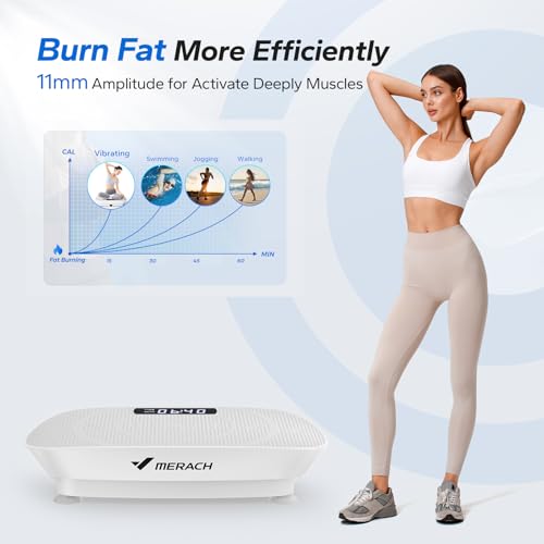 MERACH Vibration Plate Exercise Machine, Whole Body Exercise & Fitness Equipment, Bluetooth and Silicone Pedal, Vibrating Plate Machine with Auto Mode, Vibrate Fitness Platform for Home