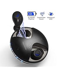 Auténticos auriculares inalámbricos Bluetooth [Bluetooth 5.0] Auriculares inalámbricos Bluetooth con sonido estéreo 3D de 24 horas de reproducción, mini micrófono integrado IPX5 resistente al agua con funda de carga.
