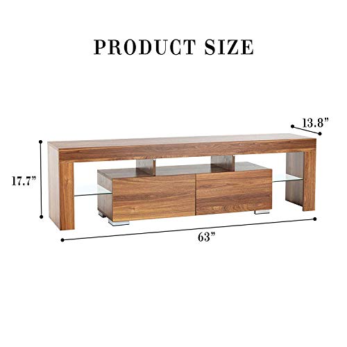 Mecor Modern TV Stand with LED Lights, 65 Inch TV Stand with 2 Drawers