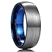 King Will Duo 7mm 9mm Blue Domed Tungsten Carbide Wedding Band Ring Brushed Polish Finished Comfort Fit