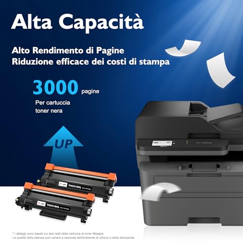 Meagiis TN2510XL TN 2510XL Cartucce Toner Compatibile per Brother TN-2510 XL TN2510XL 2510 Toner per MFC-L2835DW HL-L2400DW HL-L2400DWE MFC-L2800DW DCP-L2620DW MFC-L2860DWE DCP-L2627DW (2 Nero)
