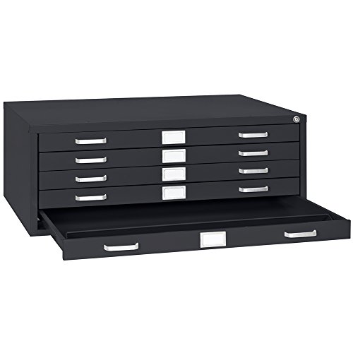 Sandusky Lee 244876BK Black Steel 5 Drawer Flat File, 161/8" Height x
