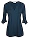 Ninedaily Women's 3/4 Sleeve Vintage V Neck Pleated Long Sleeves Tunic Tops Blue Size XXL